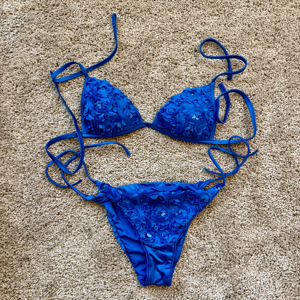 Nwot Calzedoni Cobey Push-Up Bikini In Blue Xs